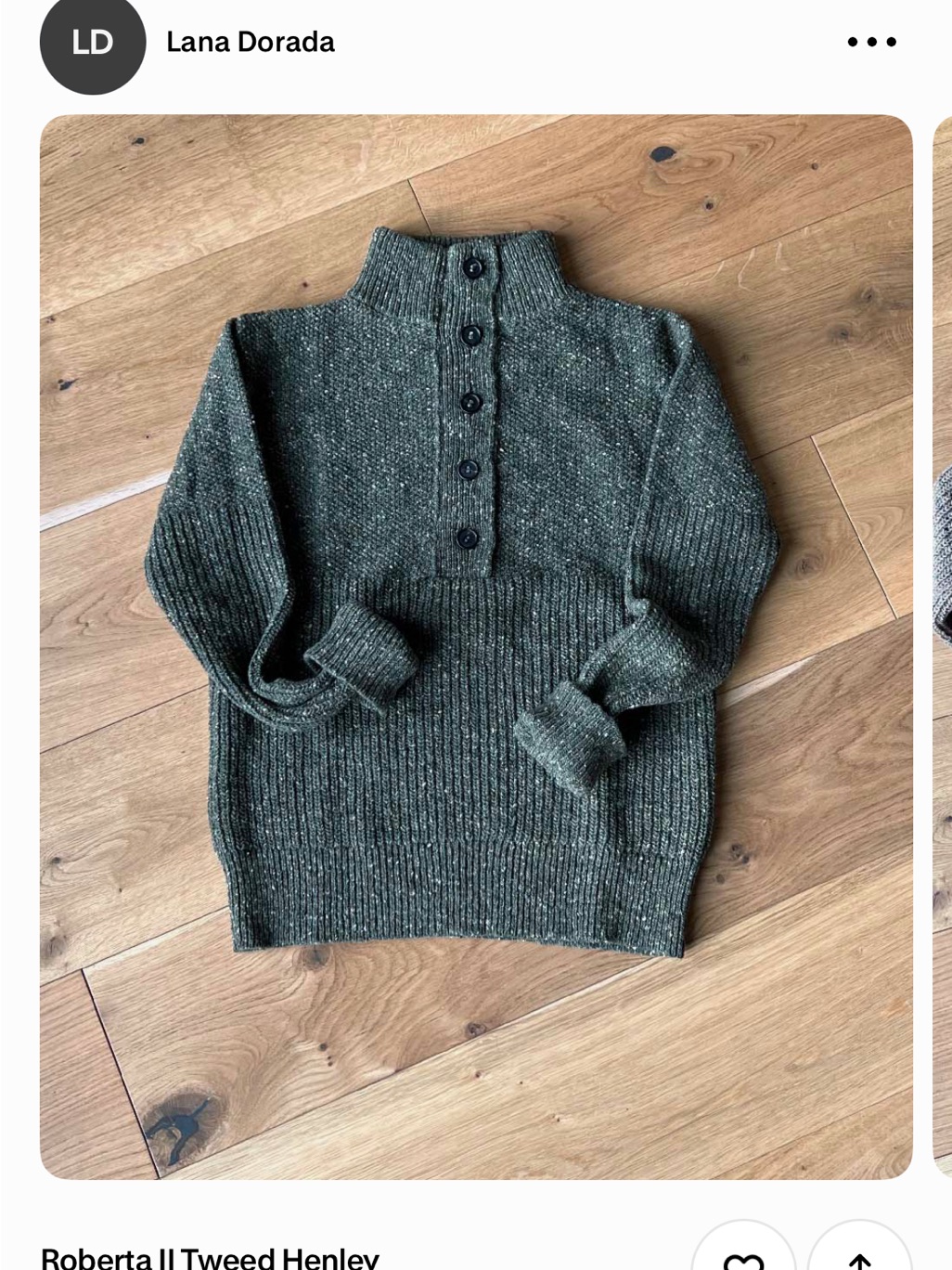 Lana Dorada Olive Green Cowl-Neck Wool Button Pullover Sweater